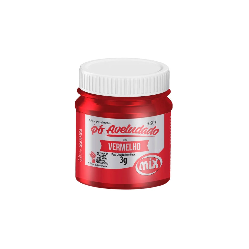 Corante Pó Aveludado 3g Vermelho Fosco