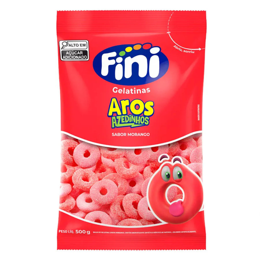 Bala de Gelatina Aros Morango 500g