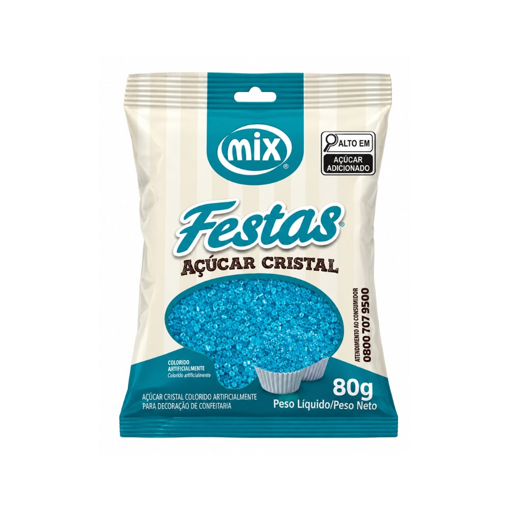 Açúcar Cristal 80g Azul Piscina Mix