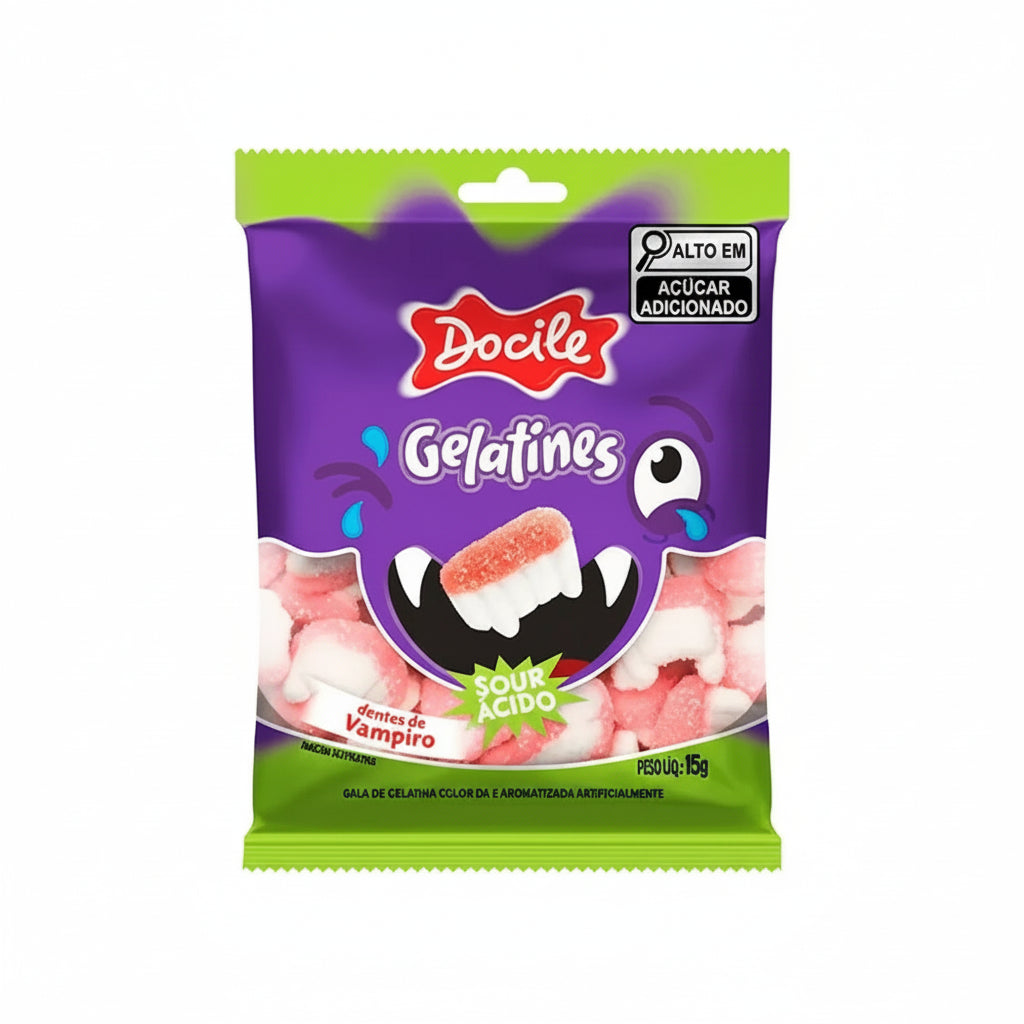 Bala de Gelatina Mini Dentadura Cítrica C/12 de 15g