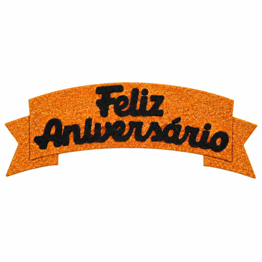 Topo de Bolo Feliz Aniversário Laranja - Halloween