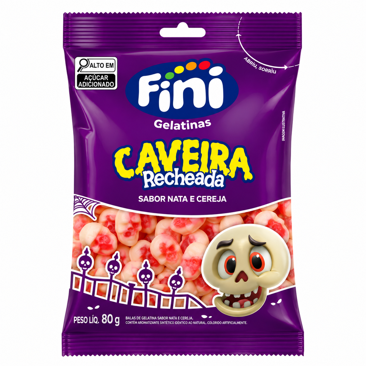 Bala Gelatina Caveira Recheada 250g