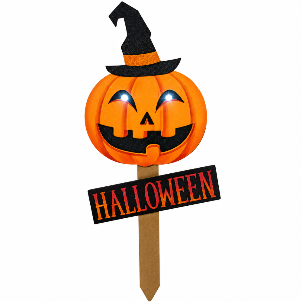 Placa Jardim Halloween de MDF C/ LED