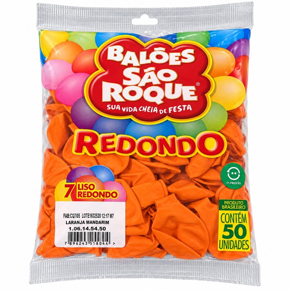 Balão Sao Roque Red Número 07 Laranja Mandarim C/50