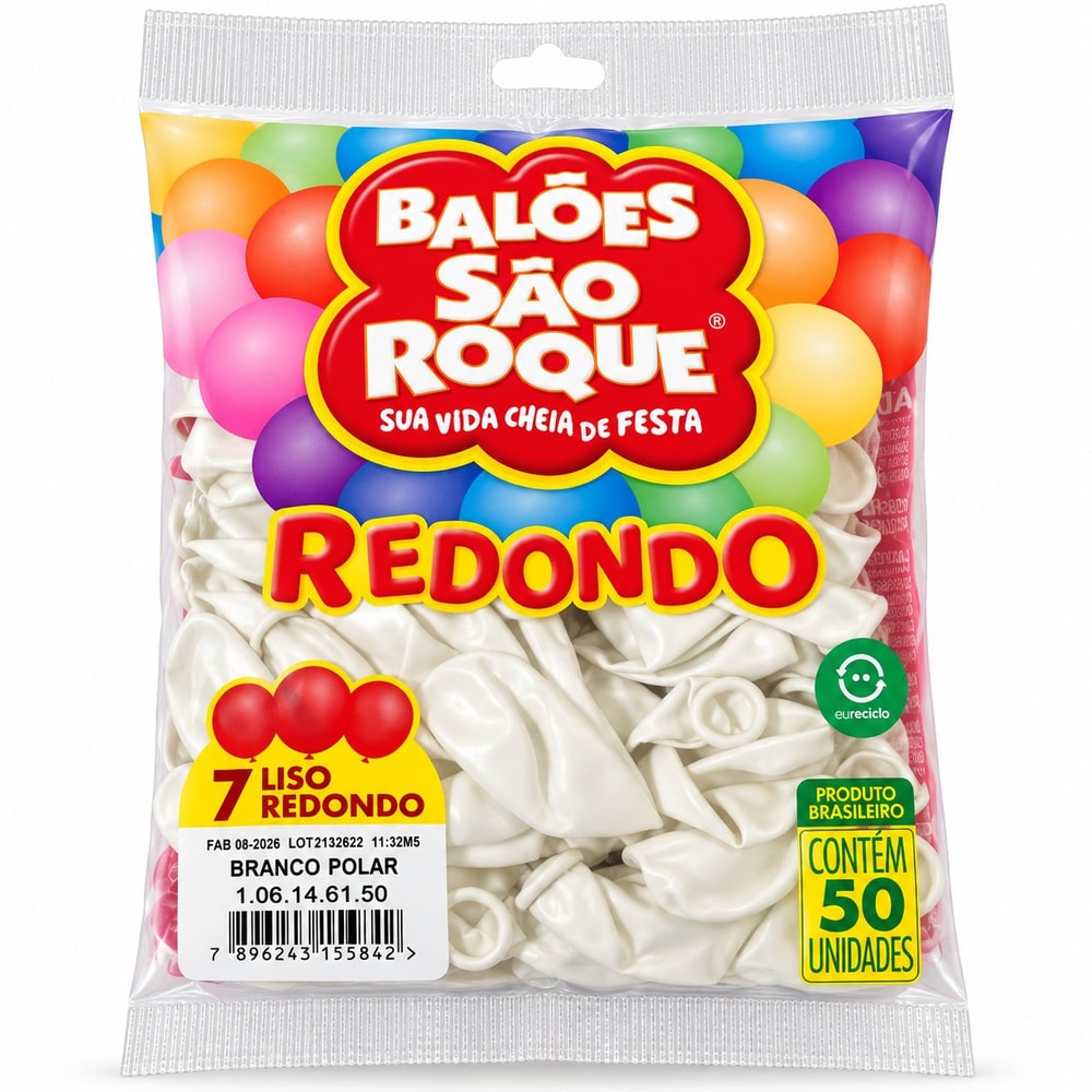 Balão Sao Roque Red Número 7 Branco Pol C/50