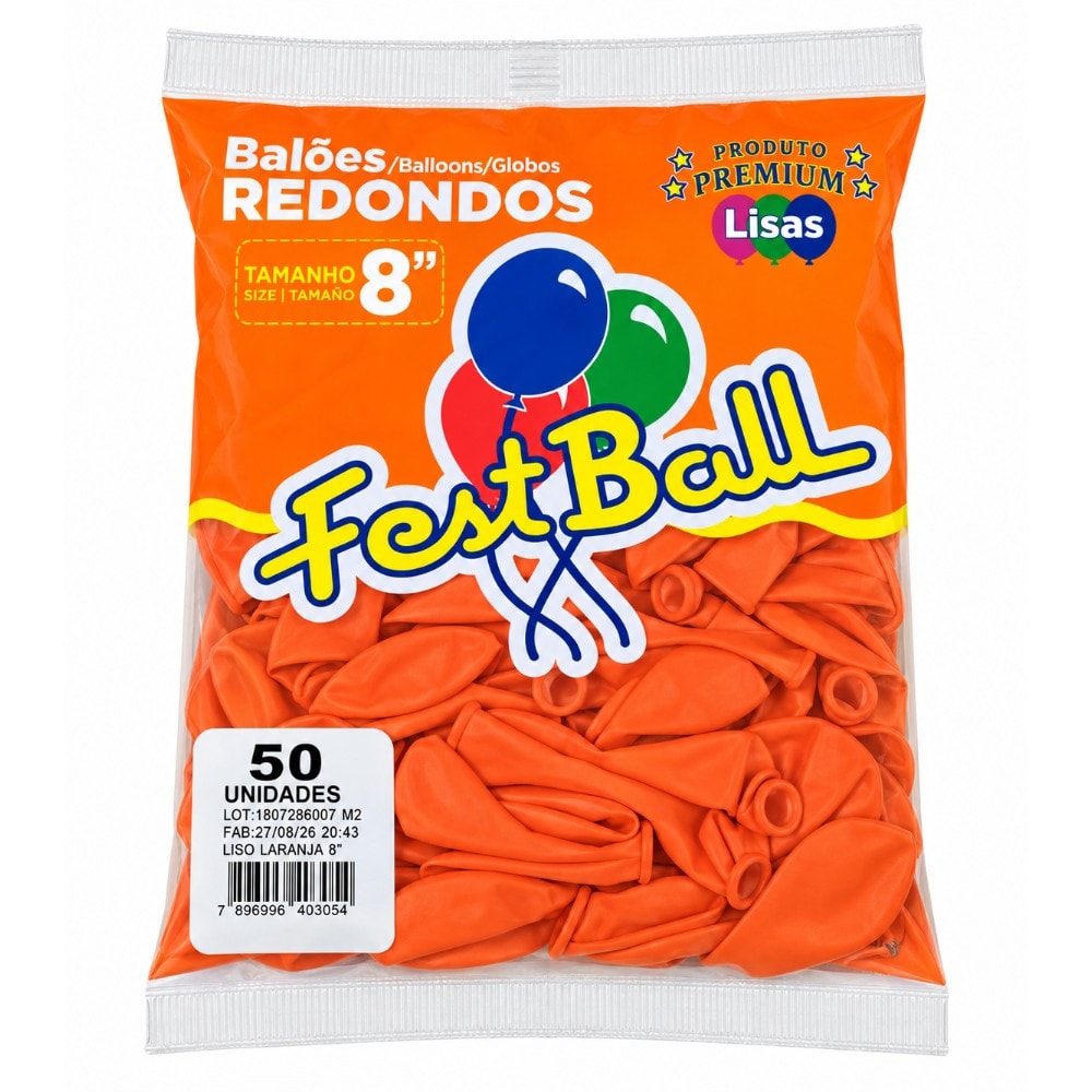 Balão Número 8 Liso C/50 Laranja