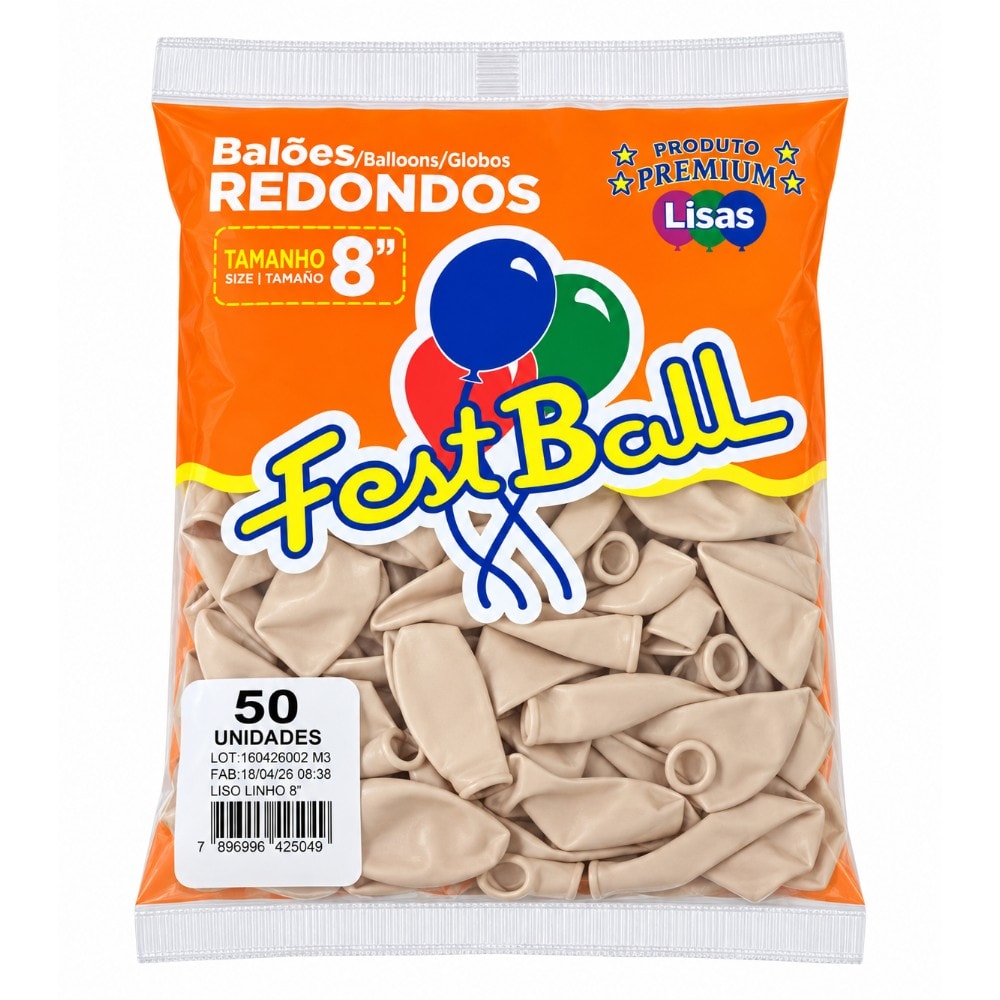 Balão Número 8 Liso C/50 Linho