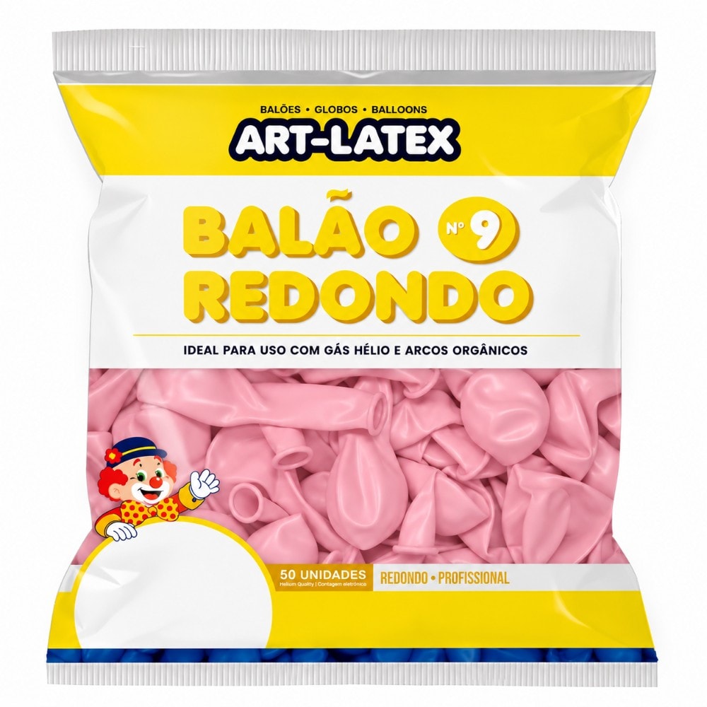 Balão Liso Número 9 C/50 Rosa Cupcake