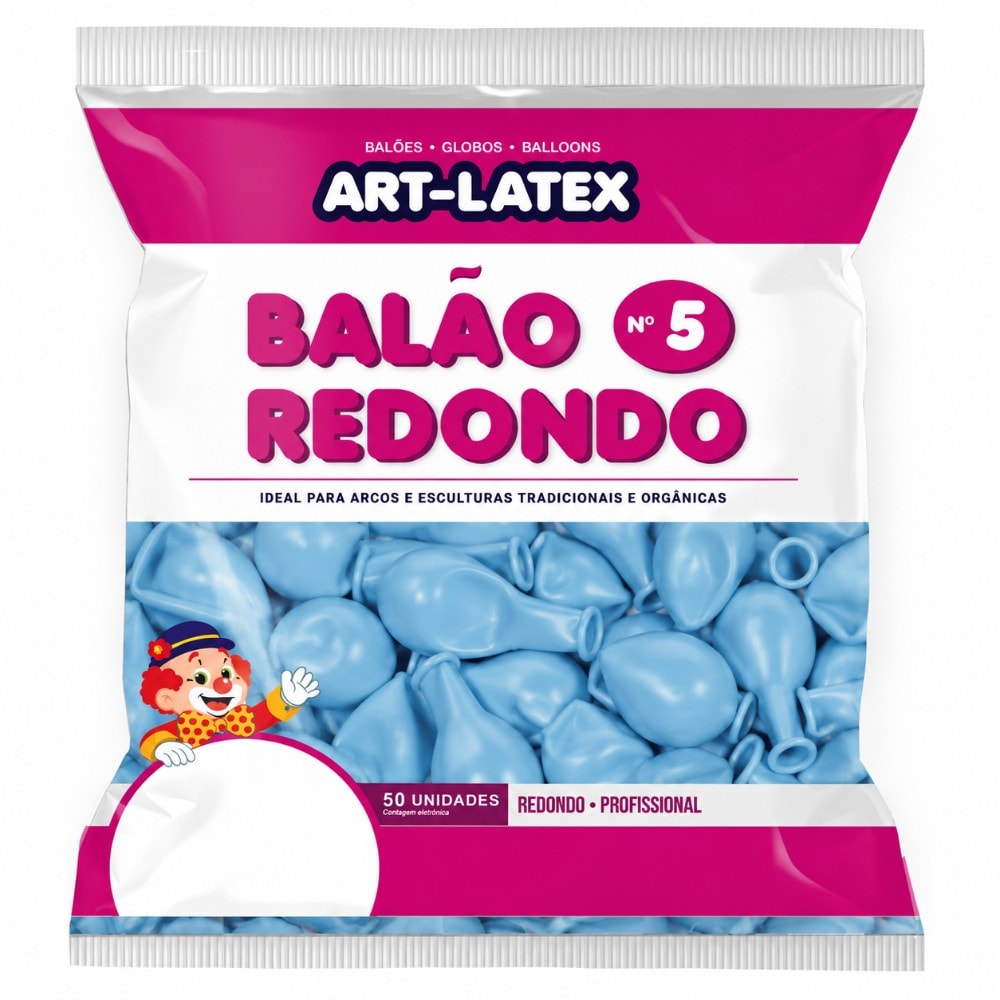 Balão Número 5 Liso C/50 Azul Claro