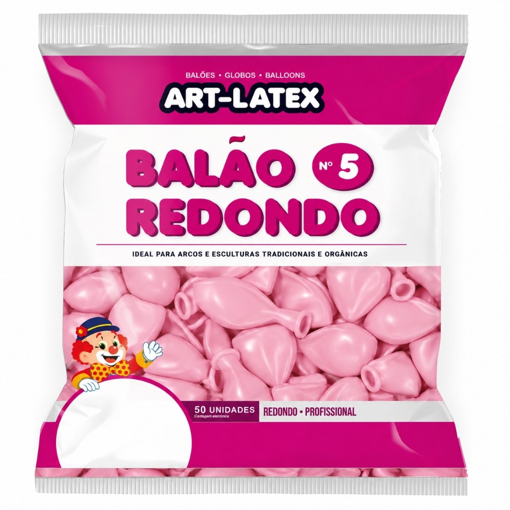 Balão Número 5 Liso C/50 Rosa Claro