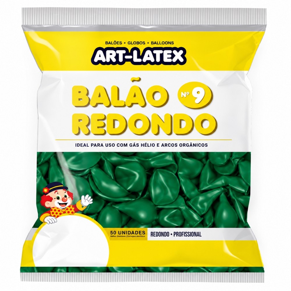 Balão Número 09 Liso C/50 Verde