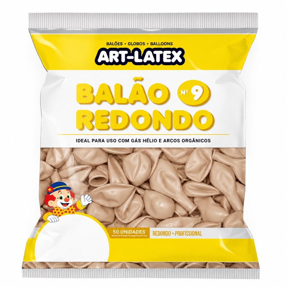 Balão Liso Número 9 Areia C/25