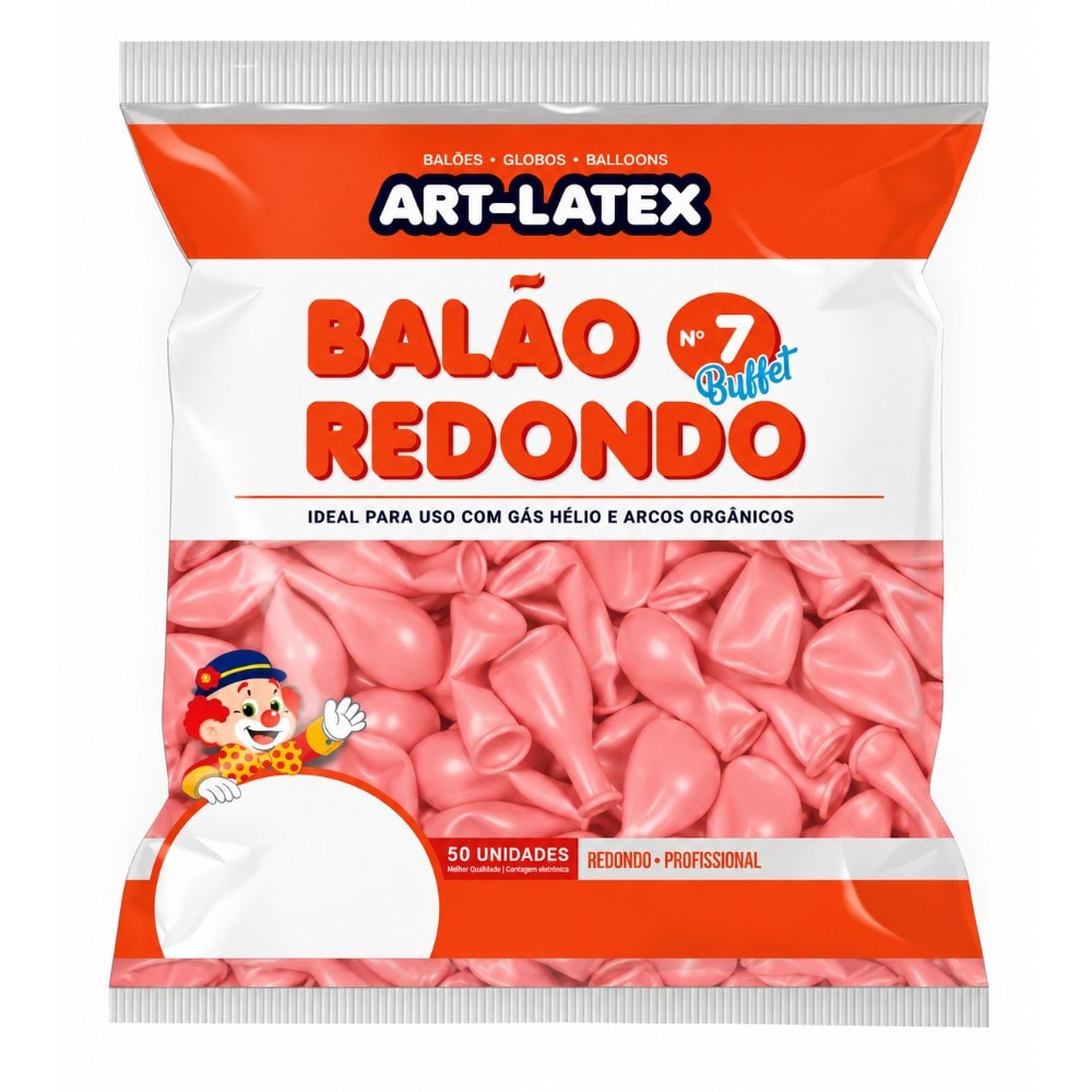 Balão Número 07 Liso Buffet C/50 Rose
