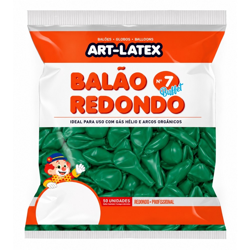 Balão Número 7 Liso Buffet C/50 Verde