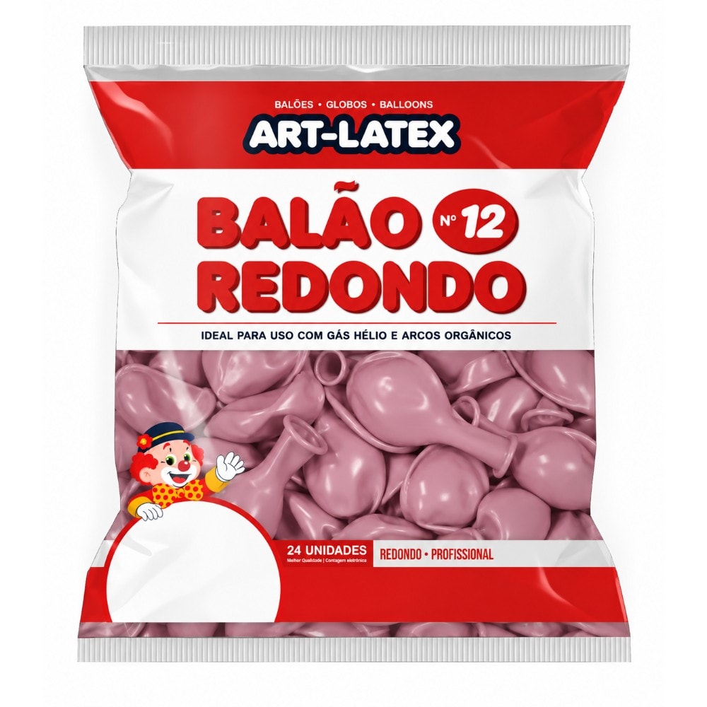 Balão Liso Número 12 Rosa Cravo C/24