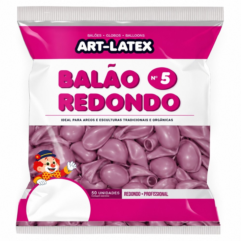 Balão Número 5 Liso C/50 Rosa Cravo