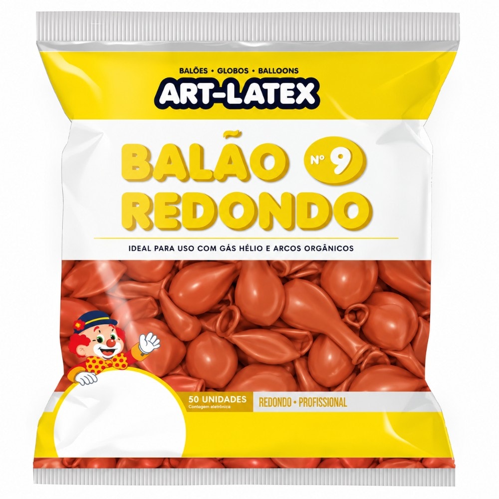 Balão Número 9 Liso C/50 Laranja Terra