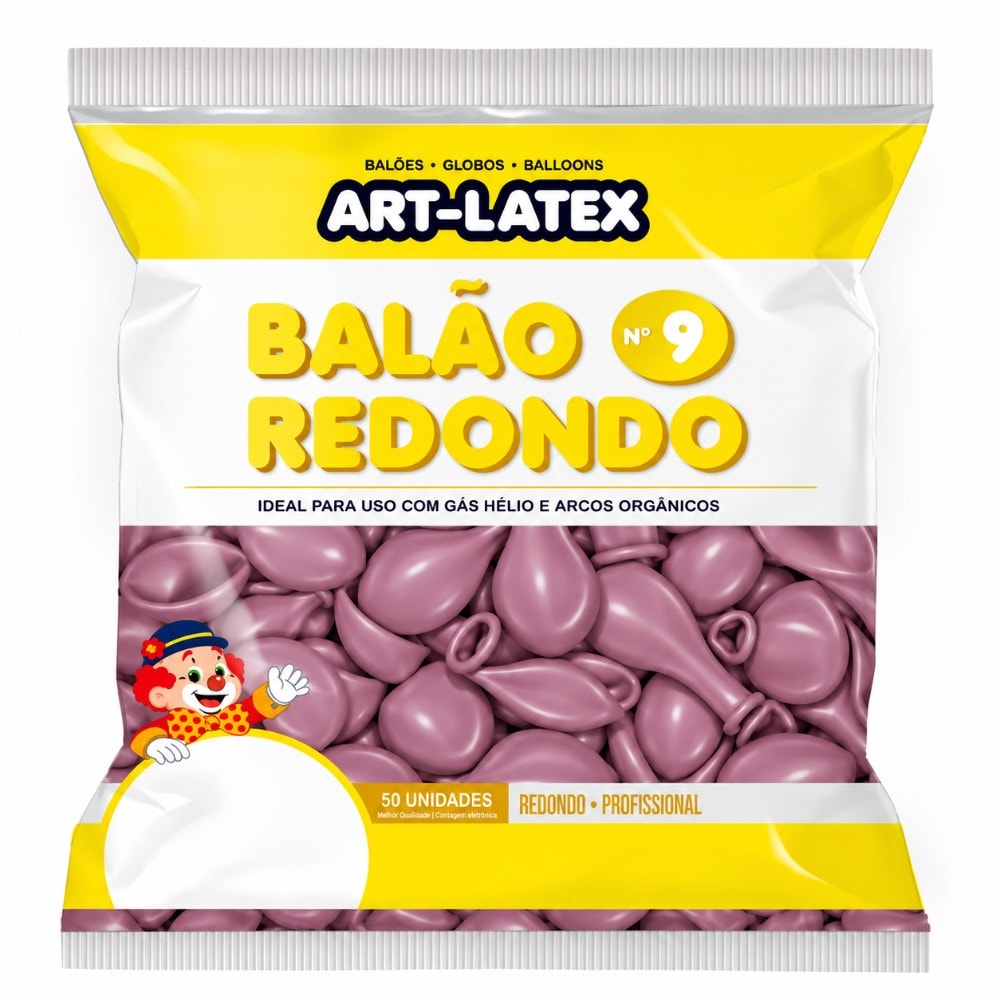 Balão Número 9 Liso C/50 Rosa Cravo