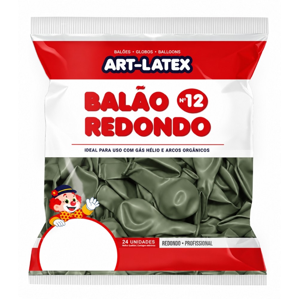 Balão Liso Número 12 Sálvia C/24