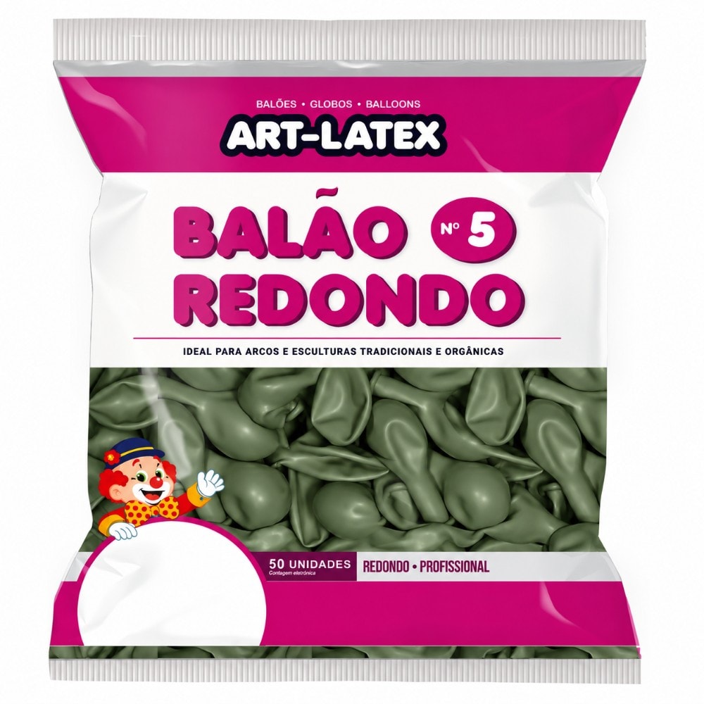 Balão Redondo Número 5 C/50 Sálvia