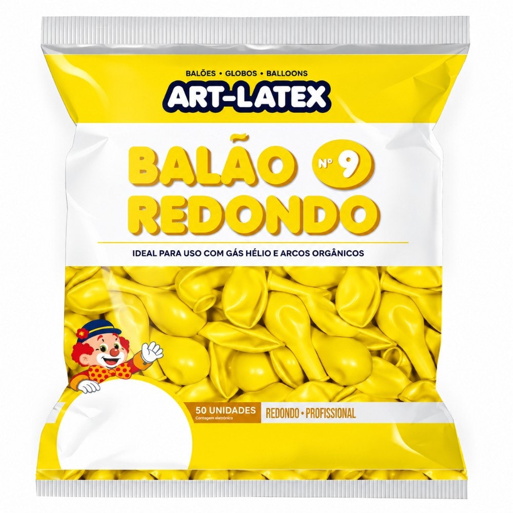 Balão Liso Número 9 Amarelo Manteiga C/50