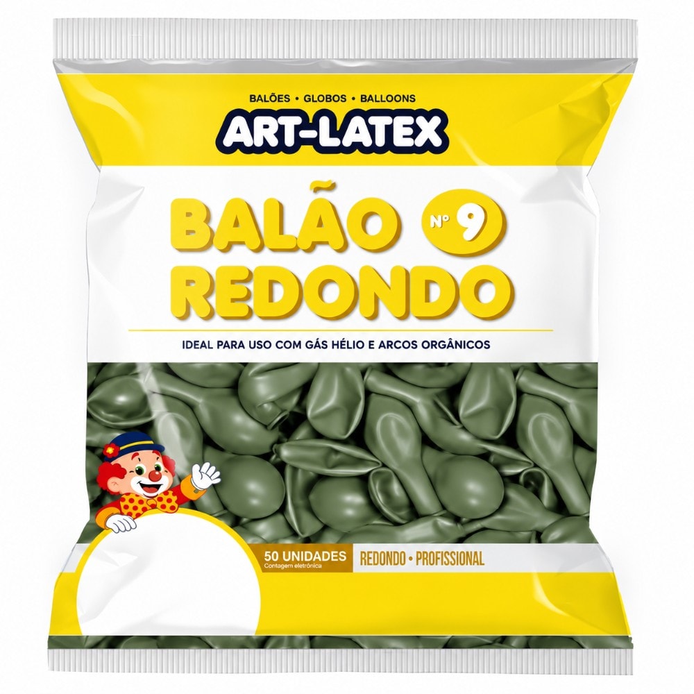 Balão Liso Número 9 Sálvia C/50