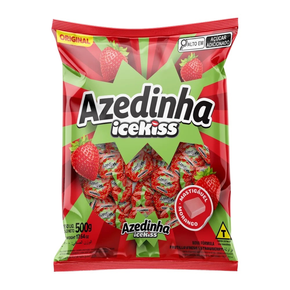 Bala Mastigável Azedinha Morango 500g