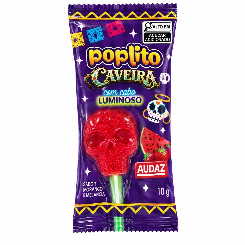 Pirulito Caveira Cabo Luminoso 10G