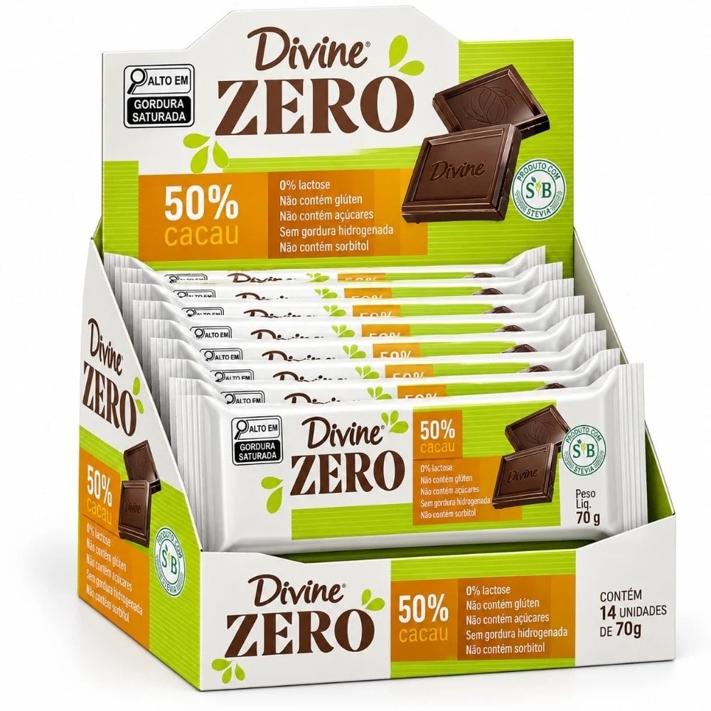 Chocolate Barra Zero 14X70G Meio Amargo