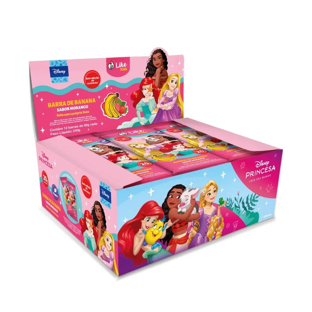 Barrinha Like Kids Princesas Banana Morango 12X20G