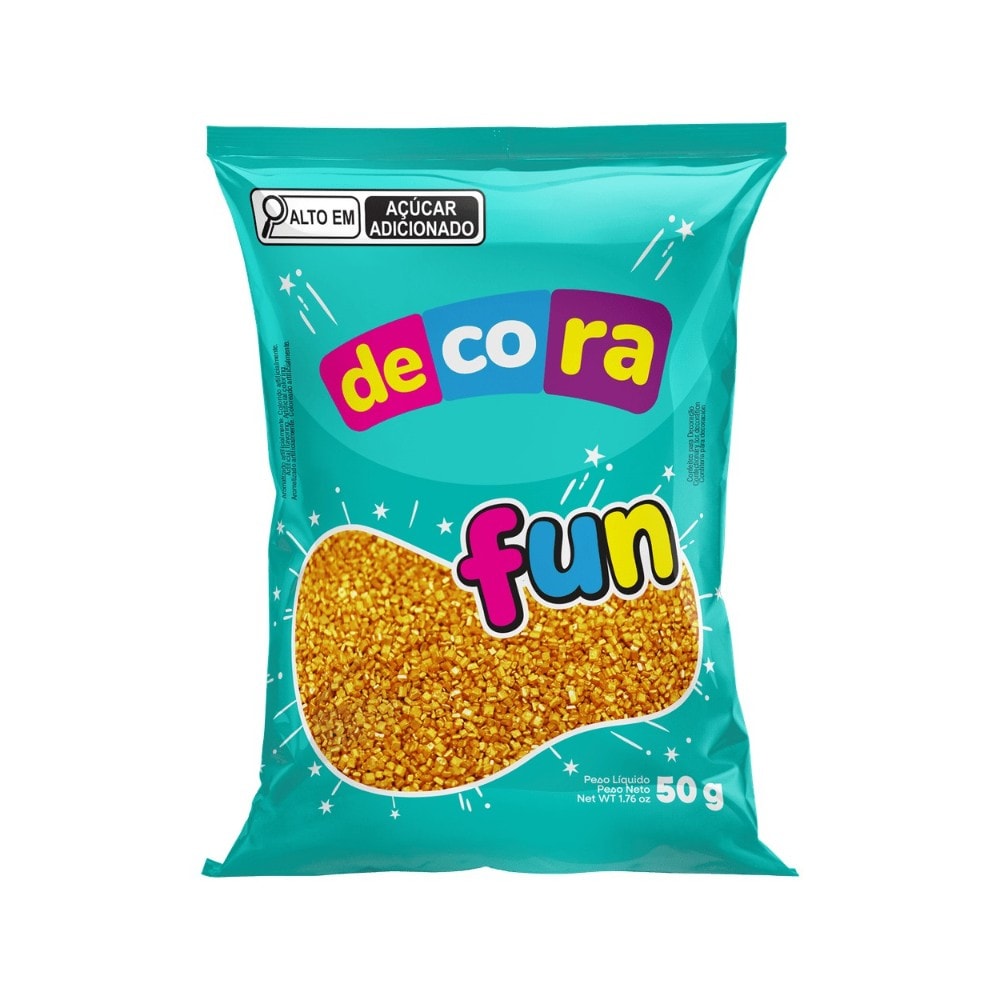 Confeito Decora Fun Sugar Gold 50Gr