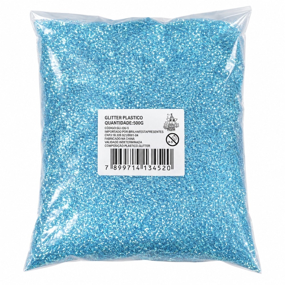 Glitter Pvc Fino 500G Met Azul Claro