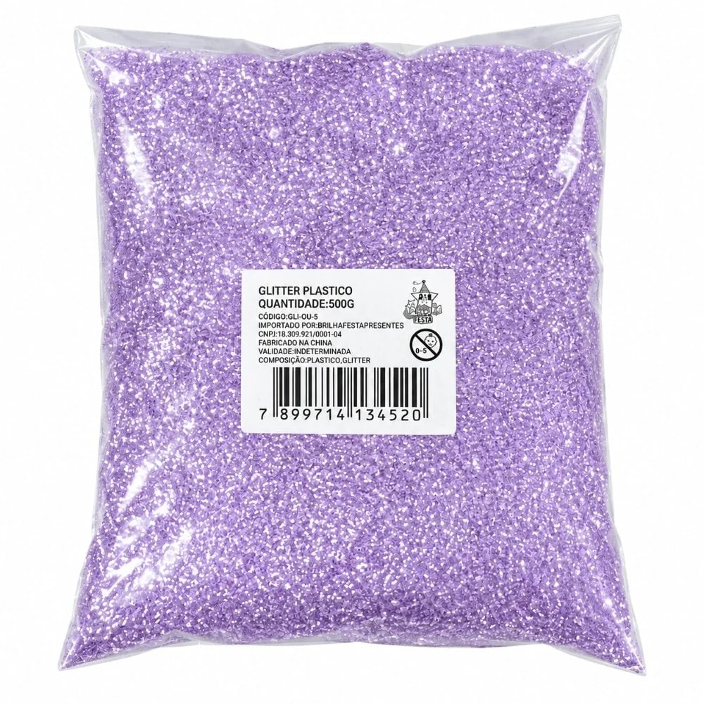 Glitter Pvc Fino 500G Met Lilas Claro