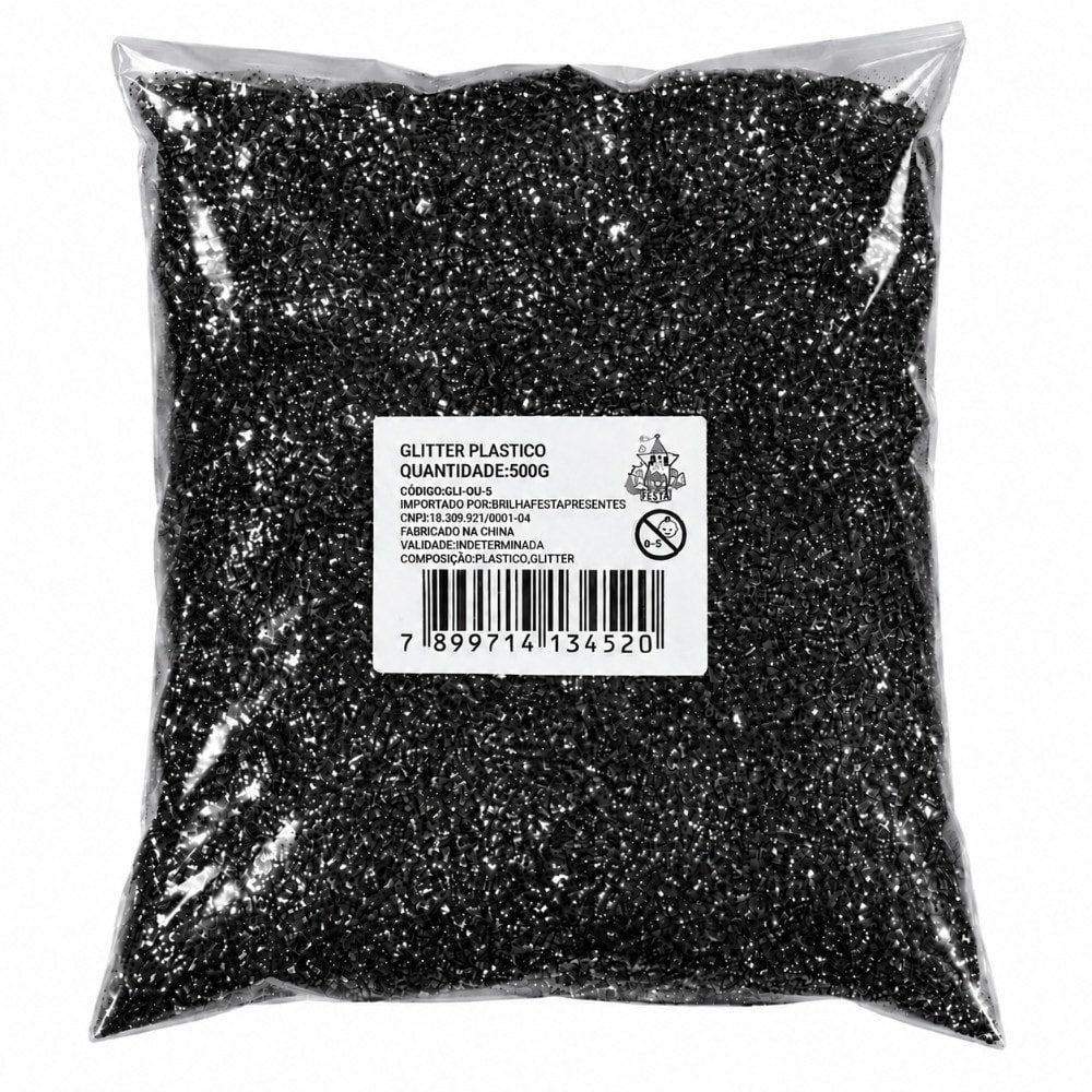 Glitter Pvc Fino 500G Met Preto