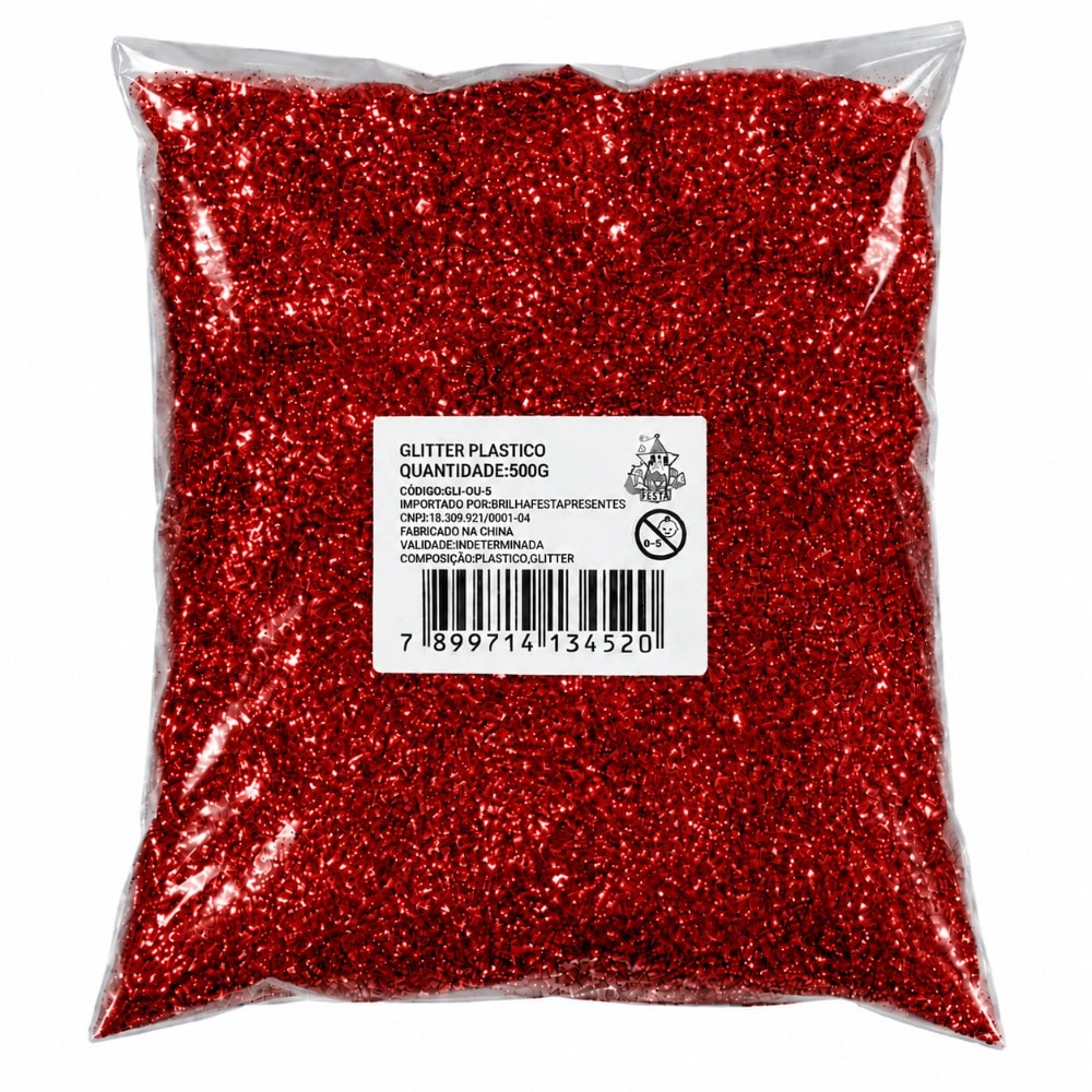Glitter Pvc Fino 500G Met Vermelho