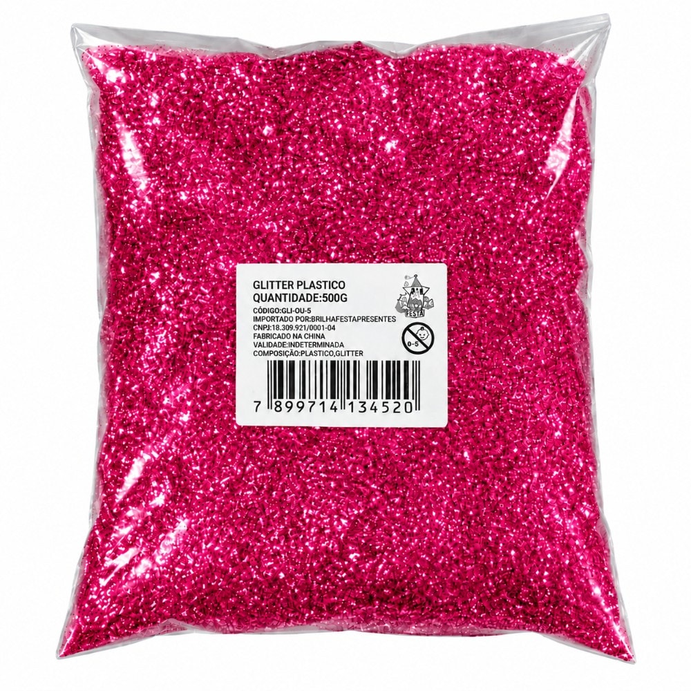 Glitter Pvc Fino 500G Nacarado Pink