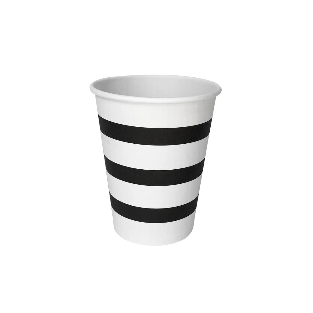 Copo Papel 250Ml Listrado Branco/Preto C/10