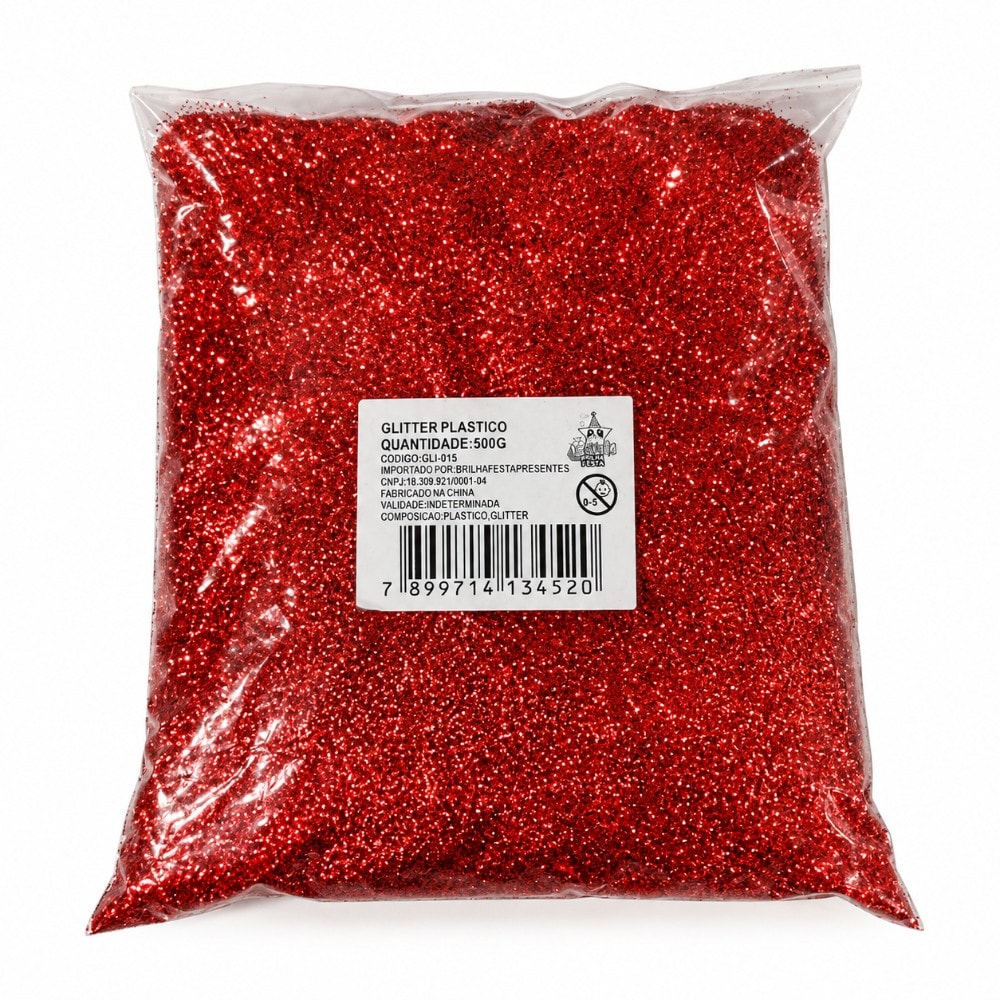 Glitter Pvc Fino 500G Nacarado Vermelho