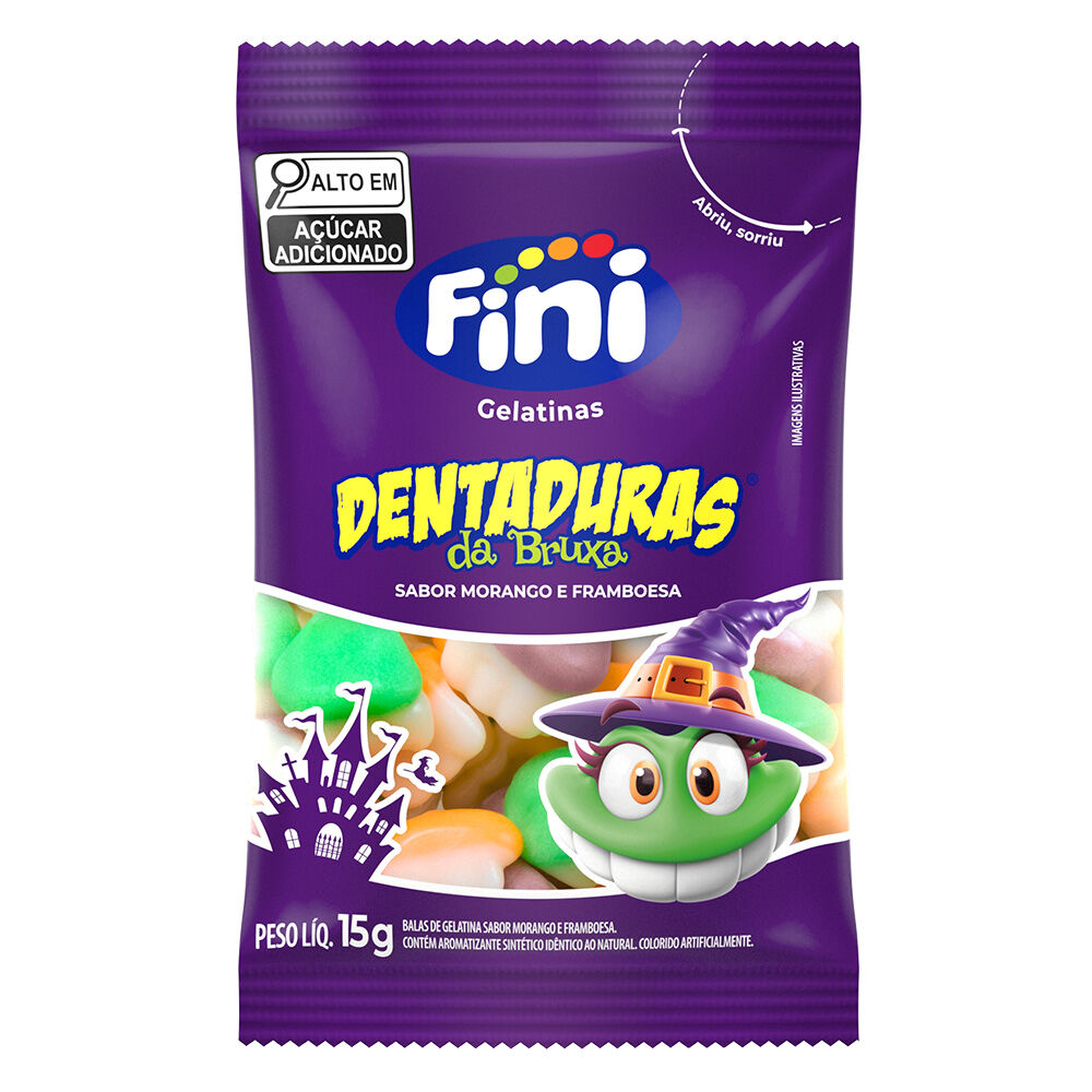 Bala de Gelatina Fini Dentaduras de Bruxa C/12 de 15g