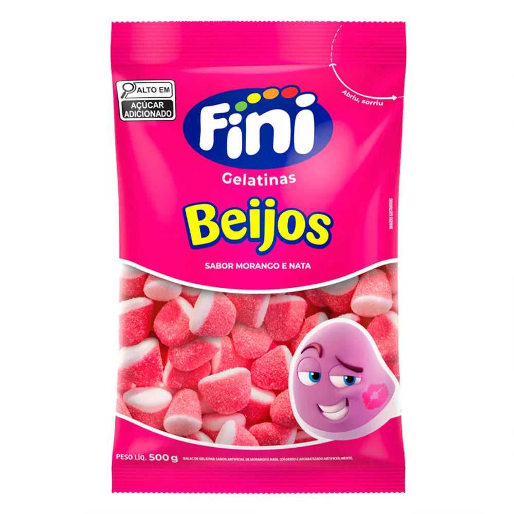 Bala de Gelatina Beijos Morango 500g
