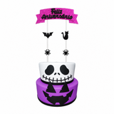 Topo de Bolo Feliz Aniversário Roxo - Halloween