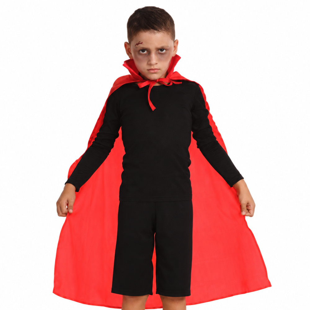 Capa Vampiro Vermelha Gola Infantil