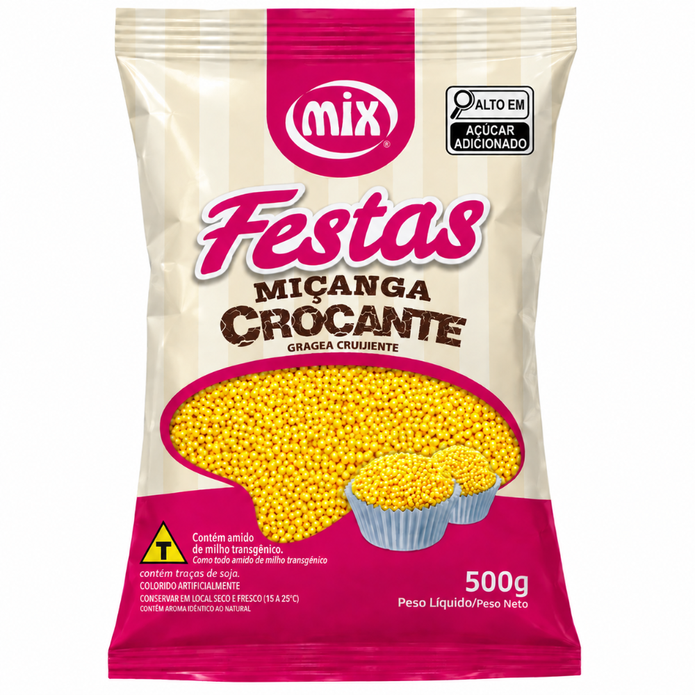 Confeito Micanga 500Gr Amarela