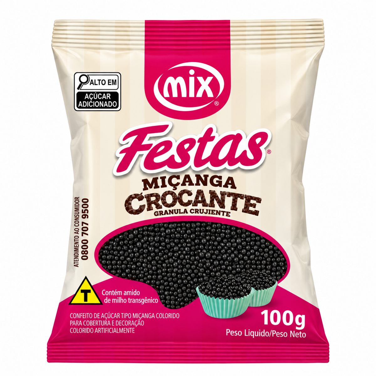 Confeito Micanga Preta 100g