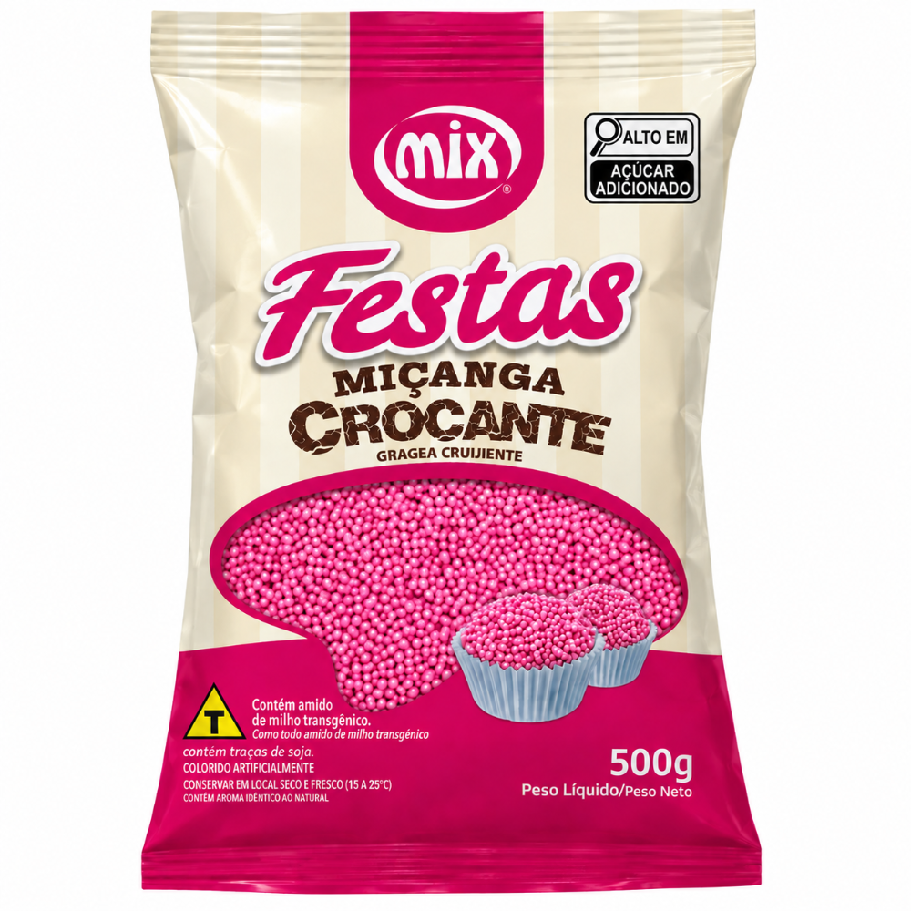 Confeito Miçanga 500g Rosa