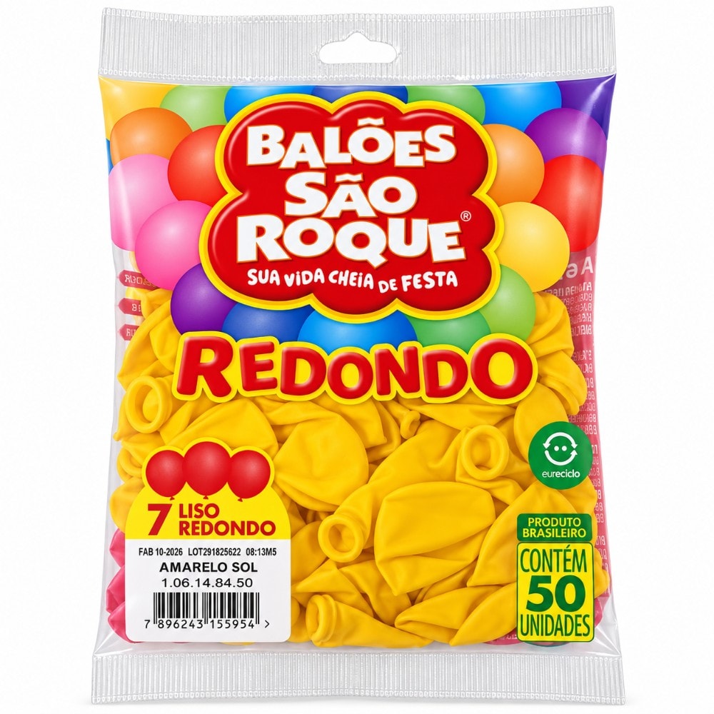 Balão Sao Roque Red Número 7 Amarelo Sol C/50