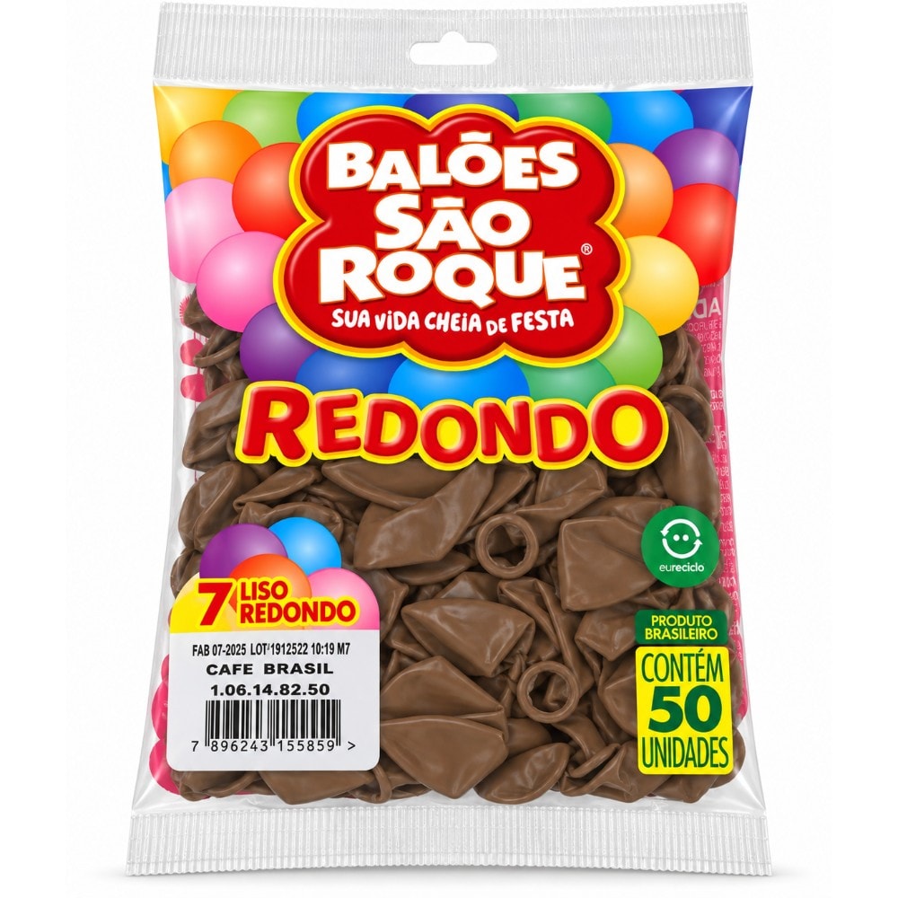 Balão Sao Roque Redondo Número 7 Café Brasil C/50