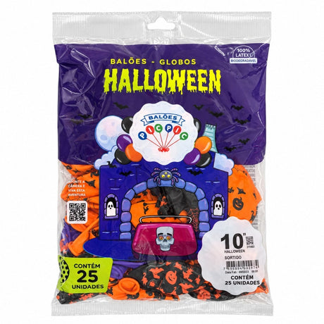 Balão Dec 10P Halloween Abóbora Sortido C/25