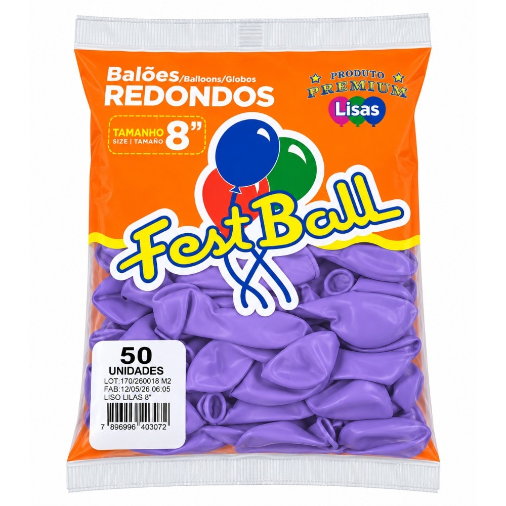 Balão Liso Número 8 Lilás C/50