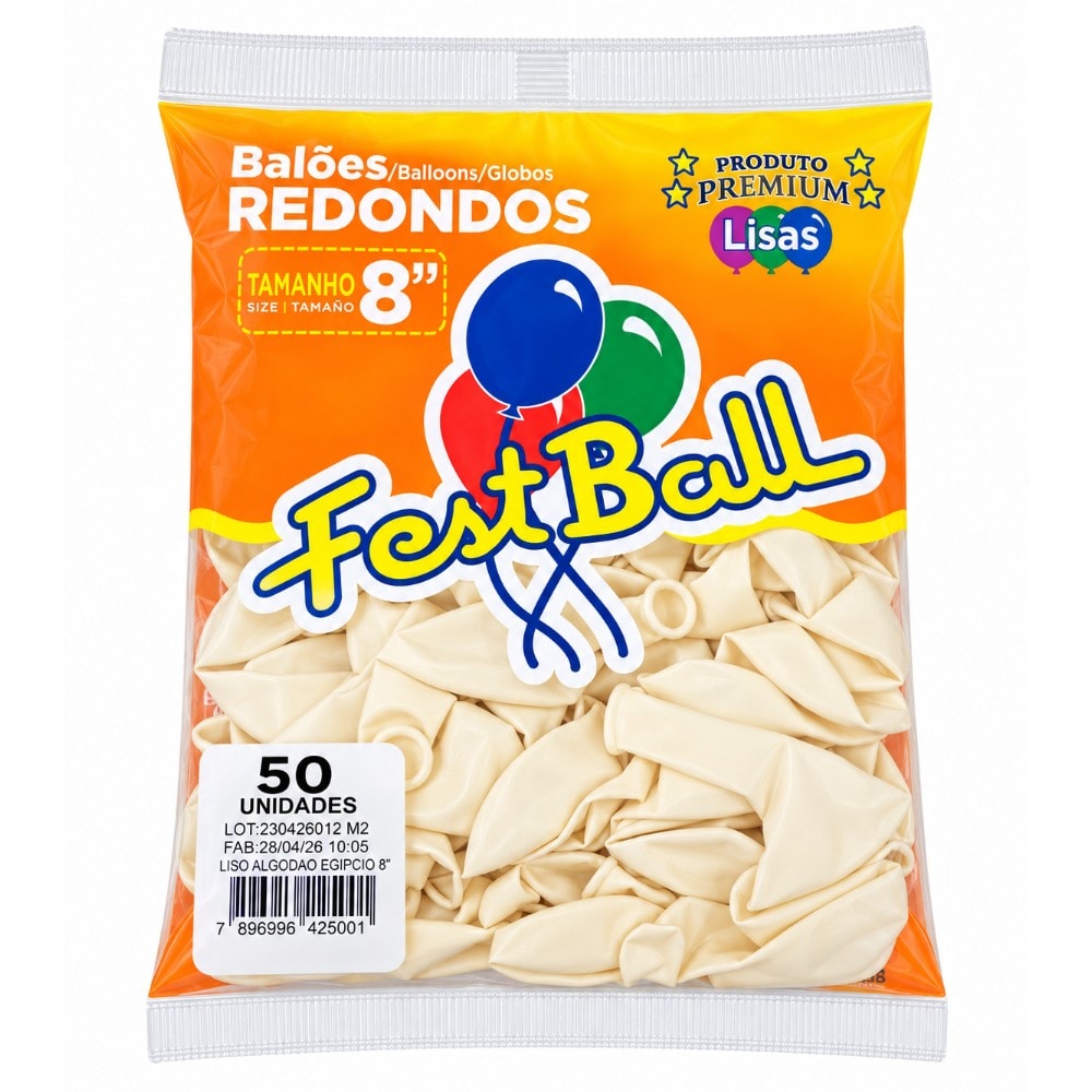 Balão Liso Número 8 C/50 Algodão Egípcio